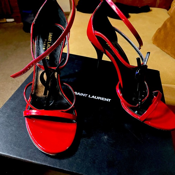 Saint Laurent red size 8.5 4 inch heel height. - Picture 4 of 13